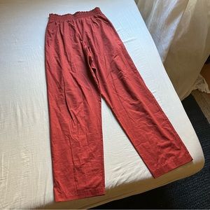Leset pink red elastic waist straight leg cropped pants